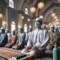 Kasus Covid-19 di Malaysia melonjak. Warga pun diimbau memperketat protokol kesehatan termasuk penggunaan masker di masjid dan surau . Ilustrasi Foto Berbasis AI : TIm Lensa Warta