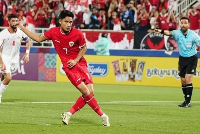
 Marselino Ferdinan mencetak dua gol ke gawang Yordania di Piala Asia U-23. (Dok. PSSI)