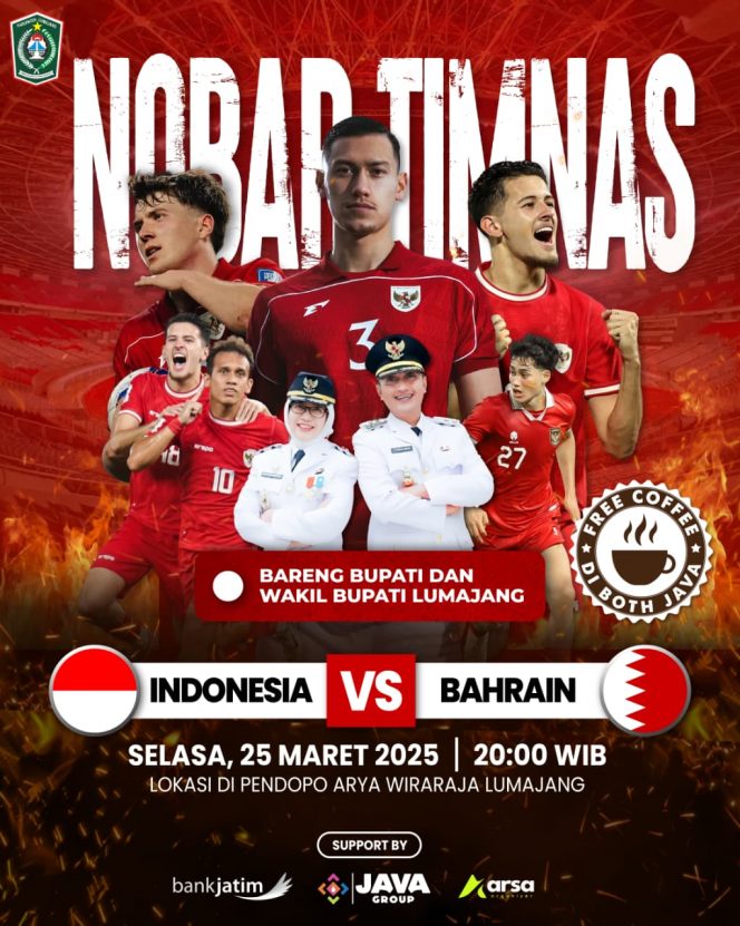 
 Pemkab Lumajang Adakan Nonton Bareng Timnas Indonesia vs Bahrain Bersama Bupati dan Wakil Bupati